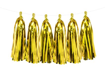 Girlanda se střapci zlatá, 150 cm
