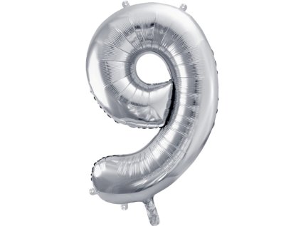Fóliové číslo 9 stříbrné, 86 cm