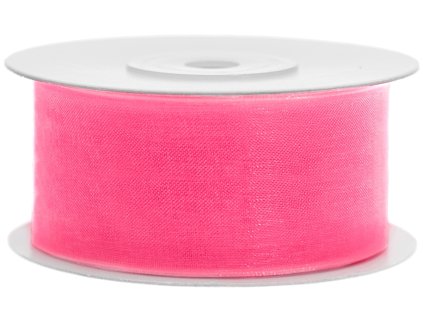 Stuha šifonová neonová růžová, 38 mm x 25 m