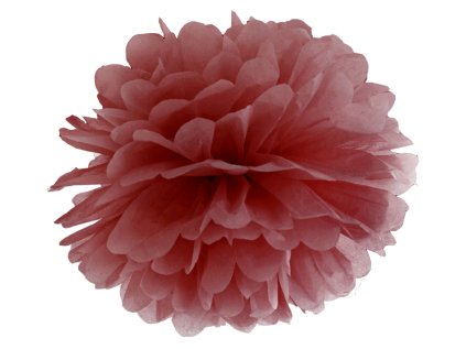 Pompom papírový 35 cm hnědočervený