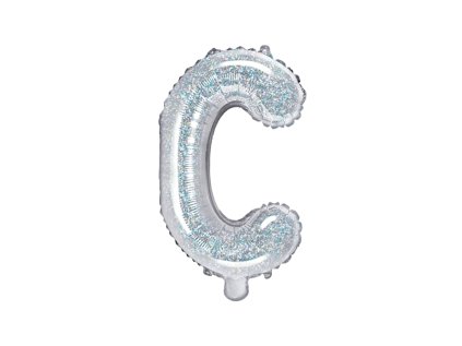 Fóliové písmeno C holografické stříbrné, 35 cm
