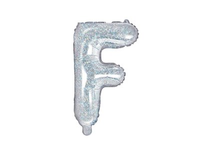 Fóliové písmeno F holografické stříbrné, 35 cm