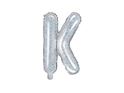 Fóliové písmeno K holografické stříbrné, 35 cm