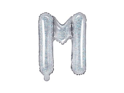 Fóliové písmeno M holografické stříbrné, 35 cm