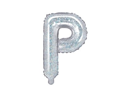 Fóliové písmeno P holografické stříbrné, 35 cm
