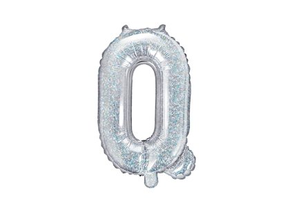 Fóliové písmeno Q holografické stříbrné, 35 cm