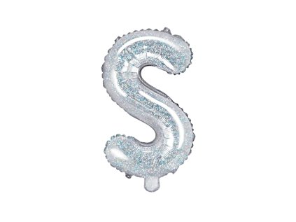 Fóliové písmeno S holografické stříbrné, 35 cm