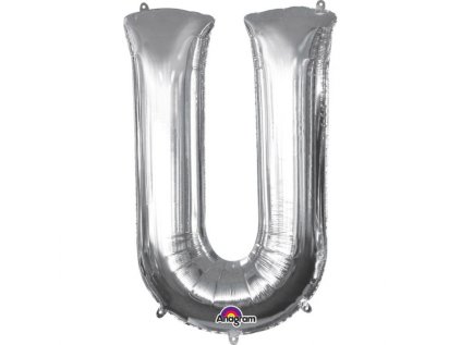 Fóliové písmeno U stříbrné, 83 cm