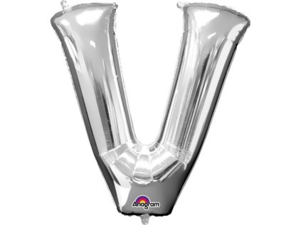 Fóliové písmeno V stříbrné, 83 cm