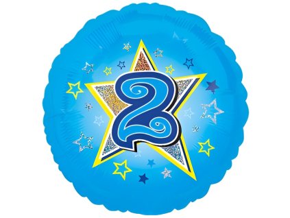 Balonek fóliový číslo 2 modrý, 43 cm