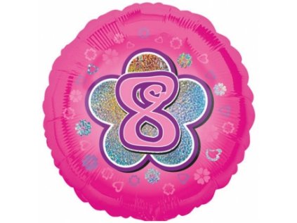 Balonek fóliový číslo 8 růžový, 43 cm
