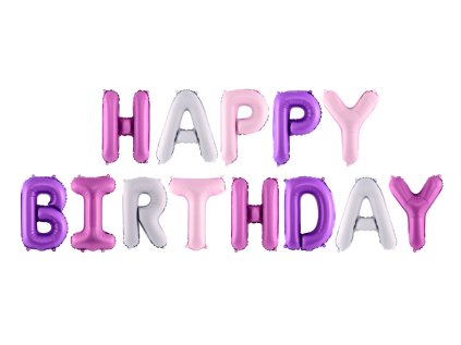 Fóliový nápis HAPPY BIRTHDAY barevný, 340 x 35 cm
