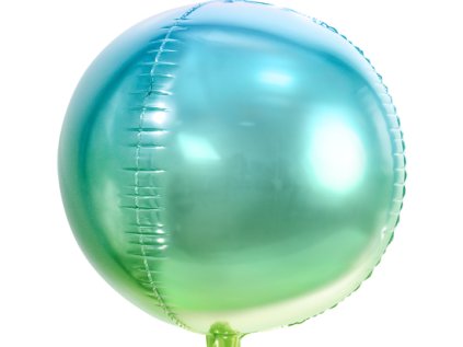 Balonek fóliový koule ombré modro-zelená, 40 cm