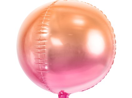 Balonek fóliový koule ombré oranžovo-růžová, 40 cm