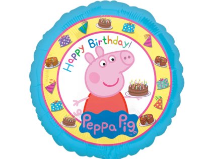 Balonek fóliový Prasátko Peppa Happy Birthday, 43 cm