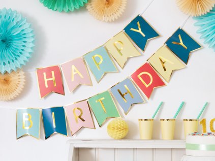 Banner Happy Birthday mix barev, 175 cm