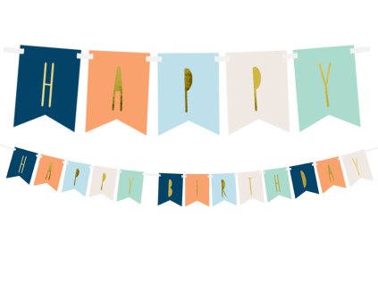 Banner Happy Birthday modrý mix, 140 cm
