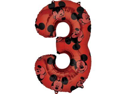 Balonek fóliový číslo 3 Mickey Mouse, 66 cm