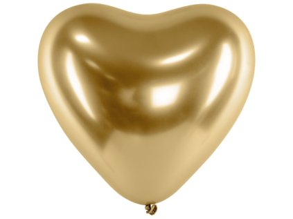 Balonek latex zlaté chromové srdce, 30 cm