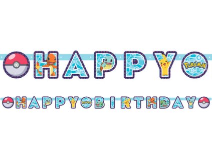Banner Happy Birthday Pokémon, 218 cm