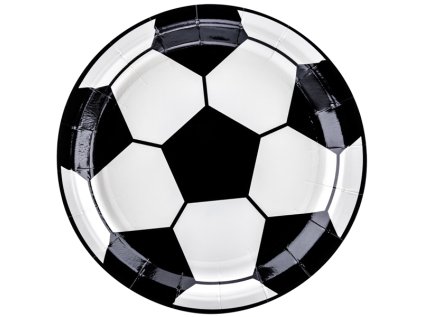 Papírové talířky Fotbal bílo-černé 18 cm, 6 ks