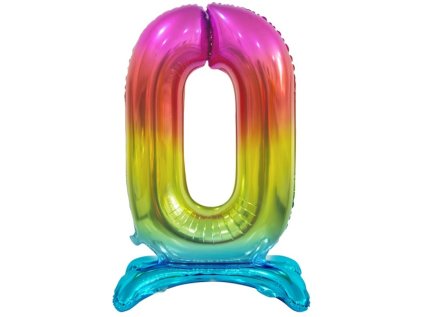 Fóliové číslo 0 stojící duhové, 74 cm