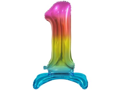 Fóliové číslo 1 stojící duhové, 74 cm