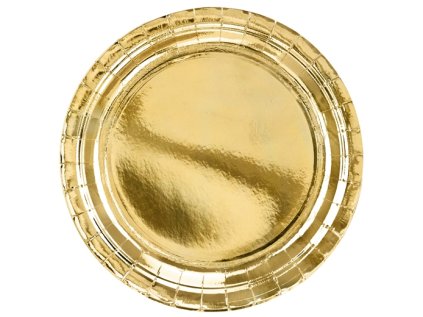Papírové talířky zlaté metalické 23 cm, 6 ks