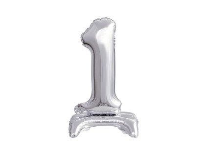 Fóliové číslo 1 stojící stříbrné, 38 cm