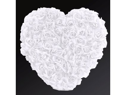 Dekorativní květinové srdce bílé plné, 50 cm