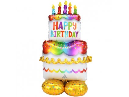 Balonek fóliový Narozeninový dort stojící, 134 cm
