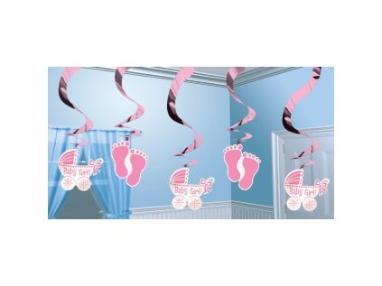 Závěsné spirály Baby Girl růžové, 5 ks