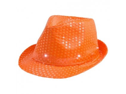Párty klobouk s flitry svítící oranžový