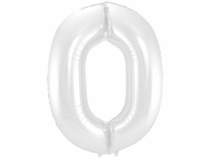 Balonek fóliový číslo 0 bílý, 86 cm