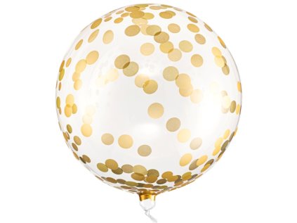 Balonková bublina průhledná se zlatými tečkami, 40 cm