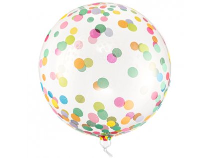 Balonková bublina průhledná s barevnými tečkami, 40 cm