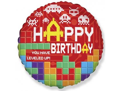 Balonek fóliový Happy Birthday Bricks, 45 cm