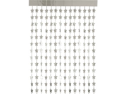 Párty závěs hvězdy stříbrné, 100 x 200 cm