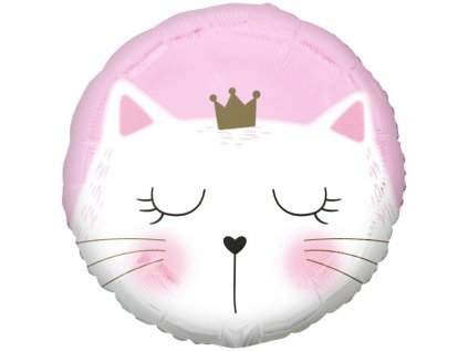 Balonek fóliový Kočka s korunkou, 45 cm