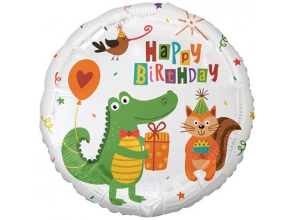 Balonek fóliový Happy Birthday krokodýl, 45 cm