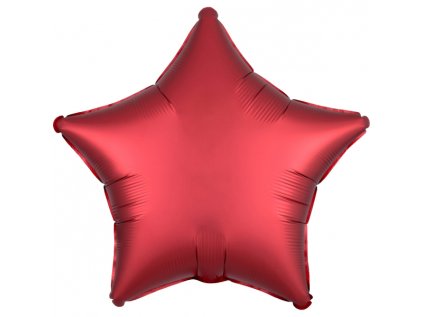 Balonek fóliový hvězda červená saténová, 43 cm