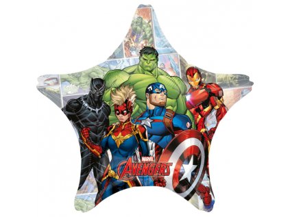 Balonek fóliový Avengers Power Unite hvězda, 73 cm