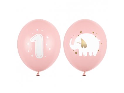 Balonek latex číslo 1 a slon růžový mix, 30 cm
