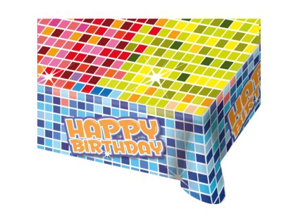 Plastový ubrus Happy Birthday barevný, 130 x 180 cm