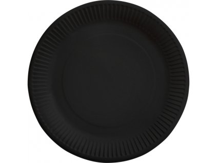 Papírové talířky černé 23 cm, 8 ks