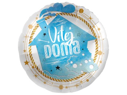 Balonek fóliový Vítej doma modrý, 43 cm