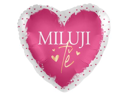 Balonek fóliový srdce Miluji Tě růžový, 43 cm