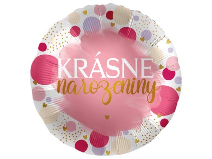 Balonek fóliový Krásné narozeniny růžový, 43 cm