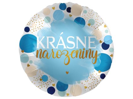 Balonek fóliový Krásné narozeniny modrý, 43 cm