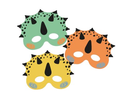 Masky papírové Dino Roar, 6 ks